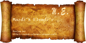 Mazák Elemér névjegykártya
